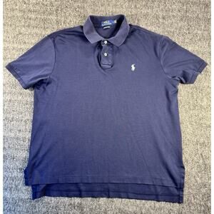 Mens Navy Blue Ralph Lauren Pima Soft Touch Polo Shirt Size Large